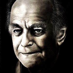 پرتره فریدون مشیری با سبک سیاه قلم اثر مریم منصوری