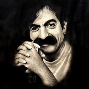 پرتره شهرام ناظری با سبک سیاه قلم