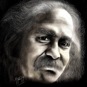 نقاشی اخوان ثالث با تکنیک سیاه قلم اثر مریم منصوری